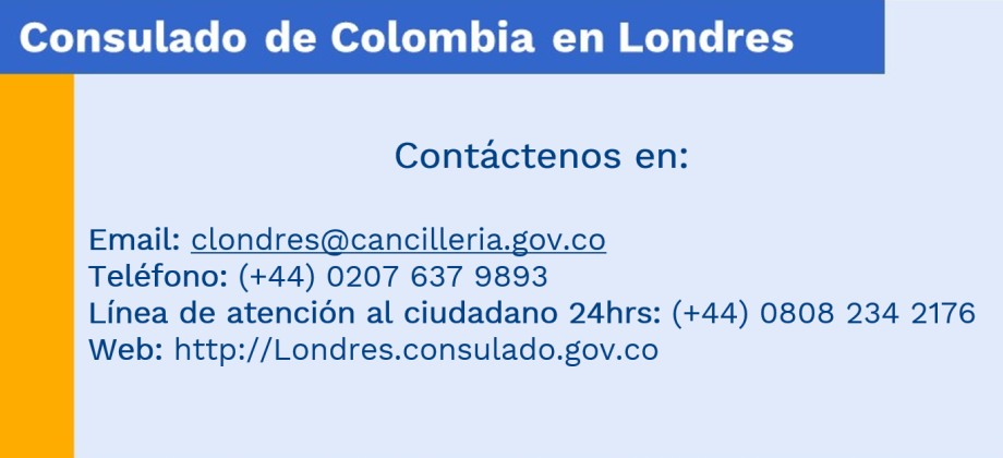 Datos de contacto del Consulado de Colombia en Londres 