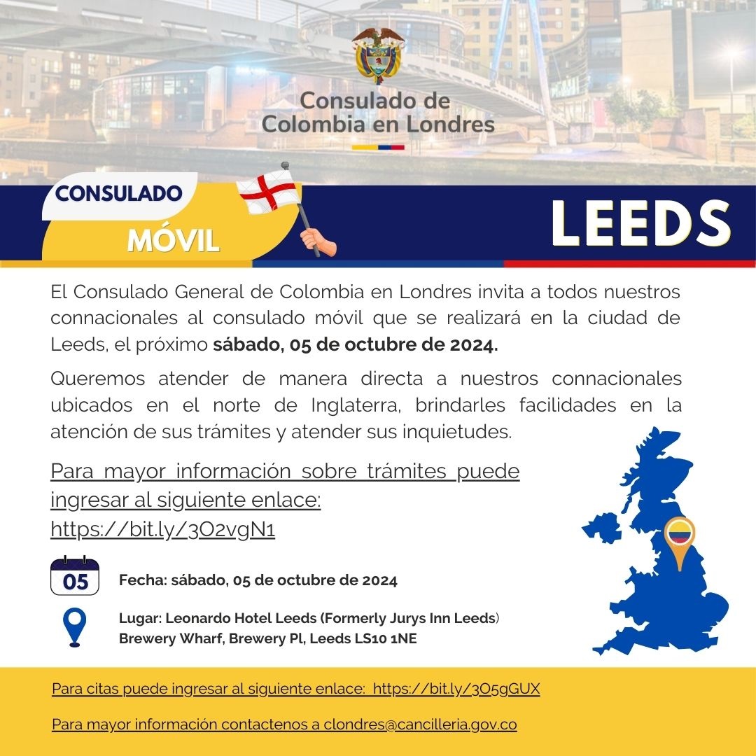 Consulado Móvil Leeds 5 de octubre de 2024