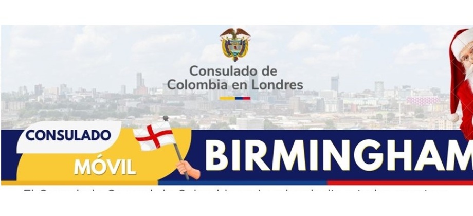 Consulado de Colombia en Londres invita a jornada de Consulado Móvil en Birmingham el 21 de diciembre de 2024