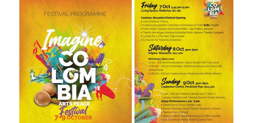Consulado de Colombia en Londres invita al evento "Imagine Colombia Festival of Arts and Peace"