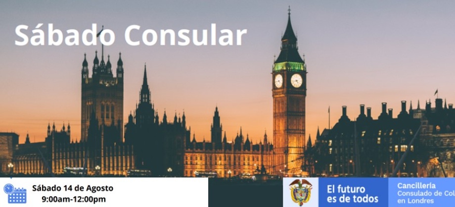 Consulado de Colombia en Londres realizará la Jornada de Sábado Consular el 14 de agosto 