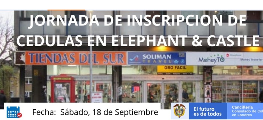 Jornada de inscripción de cédulas en Elephant & Castle el 18 de septiembre de 2021