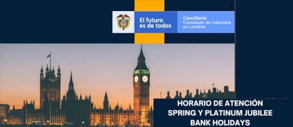 Consulado de Colombia en Londres no tendrá atención al público el 2 y 3 de junio de 2022