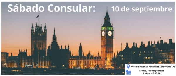 Este 10 de septiembre se realiza la jornada de sábado consular en Londres