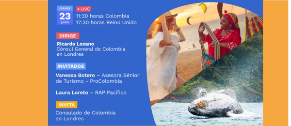 El Consulado de Colombia en Londres invita a conectarse a "Un recorrido por nuestras costas: El Pacífico y el Gran Caribe", el 23 de junio de 2022