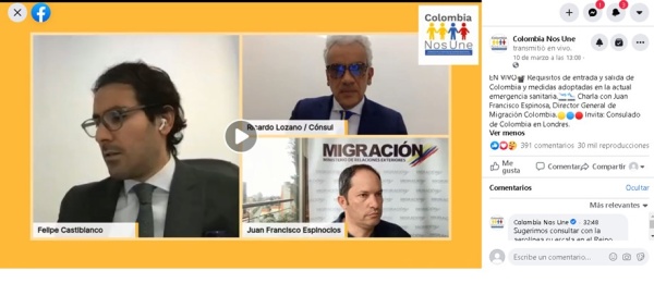 Consulado de Colombia en Londres invita a ver el video: Requisitos de entrada y salida de Colombia y medidas adoptadas en la actual emergencia sanitaria