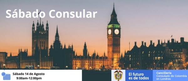 Consulado de Colombia en Londres realizará la Jornada de Sábado Consular el 14 de agosto 