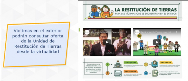 Víctimas en el exterior podrán consultar oferta de la Unidad de Restitución de Tierras desde la virtualidad